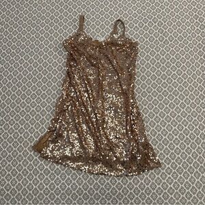Jennafer Grace Rose Gold Sequin Slip Dress (S)